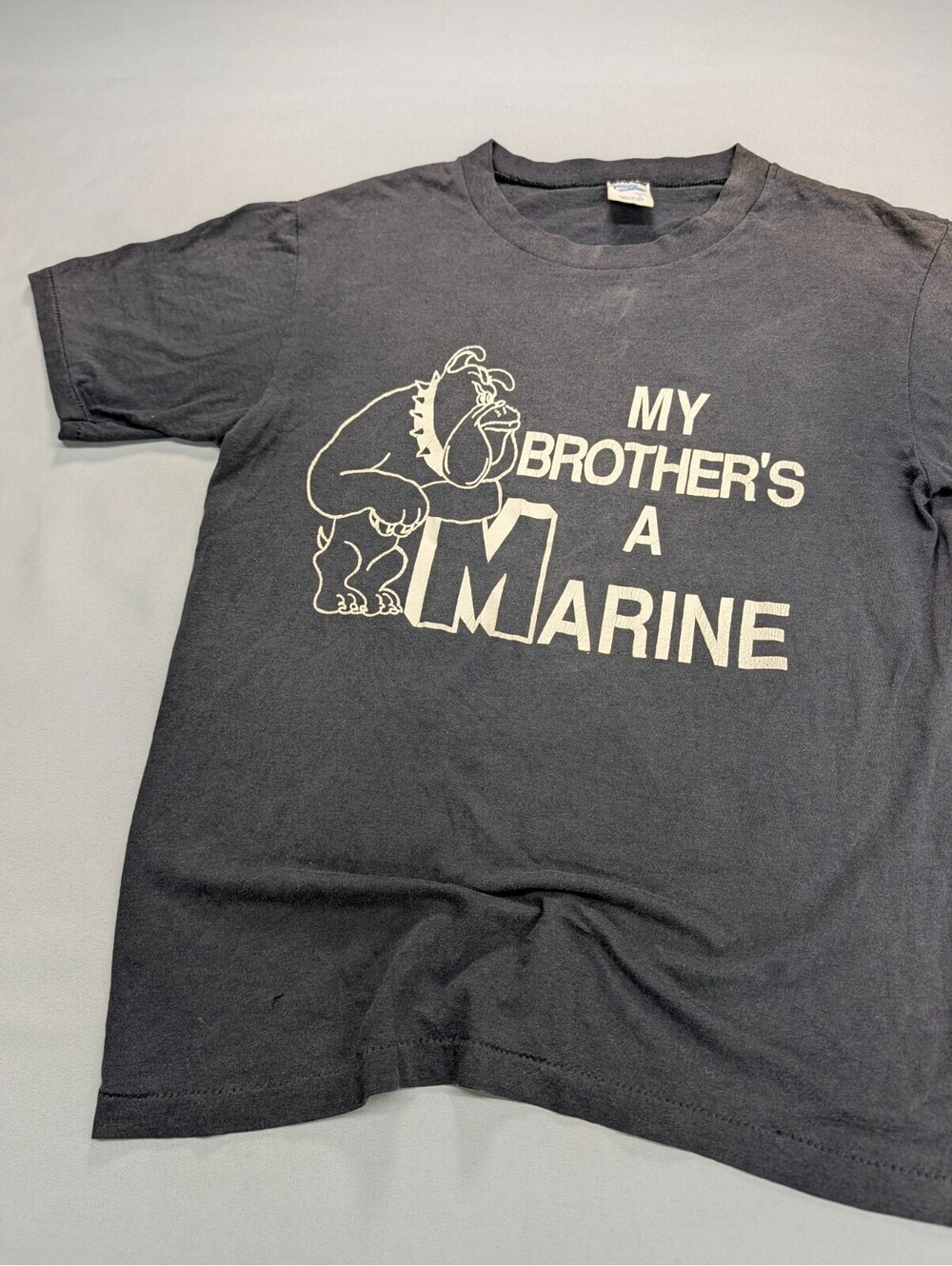 USMC Marine Bulldog Shirt Velva Sheen Vintage Large